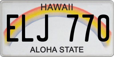 HI license plate ELJ770