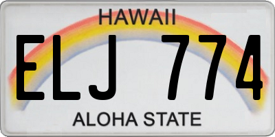 HI license plate ELJ774