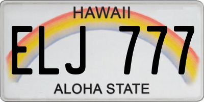 HI license plate ELJ777