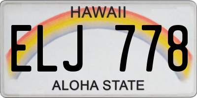 HI license plate ELJ778
