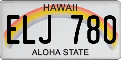 HI license plate ELJ780