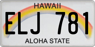 HI license plate ELJ781