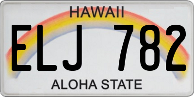 HI license plate ELJ782