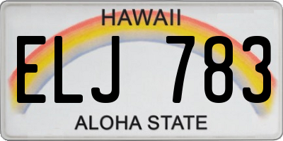 HI license plate ELJ783
