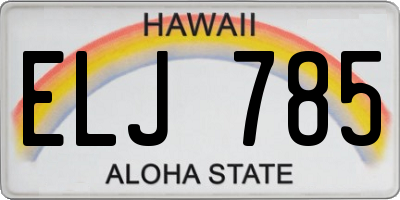 HI license plate ELJ785