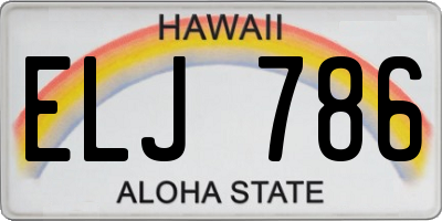 HI license plate ELJ786