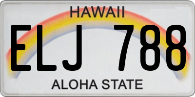 HI license plate ELJ788