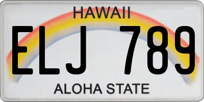 HI license plate ELJ789