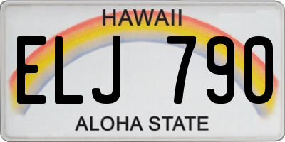 HI license plate ELJ790
