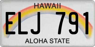 HI license plate ELJ791