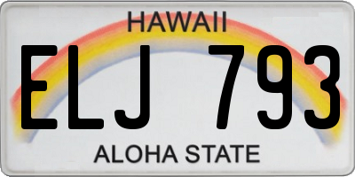 HI license plate ELJ793