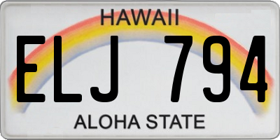 HI license plate ELJ794