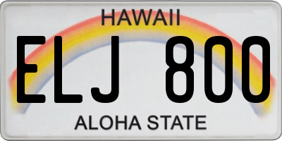 HI license plate ELJ800