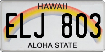 HI license plate ELJ803