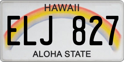 HI license plate ELJ827