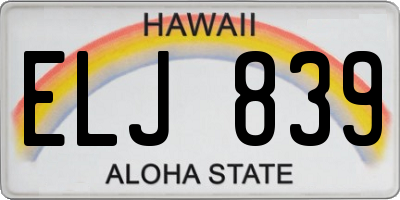 HI license plate ELJ839