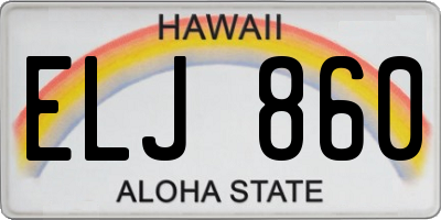 HI license plate ELJ860