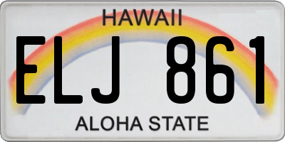 HI license plate ELJ861