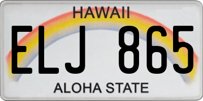 HI license plate ELJ865
