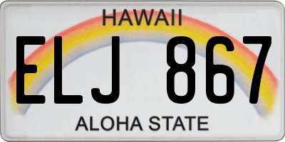 HI license plate ELJ867