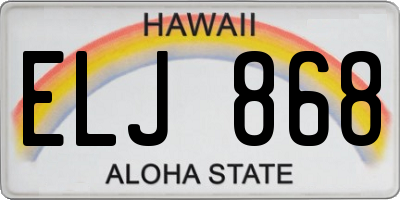 HI license plate ELJ868