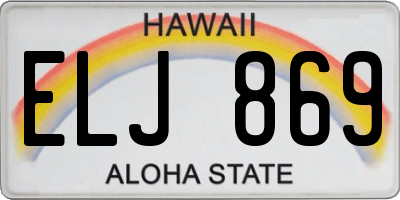 HI license plate ELJ869