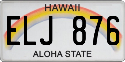 HI license plate ELJ876
