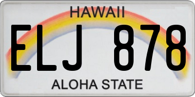 HI license plate ELJ878