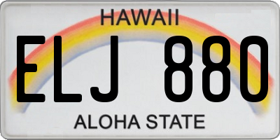 HI license plate ELJ880