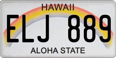 HI license plate ELJ889