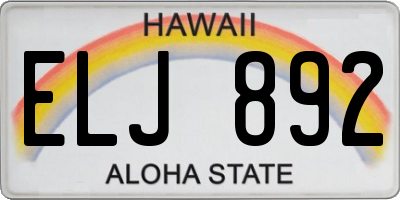 HI license plate ELJ892