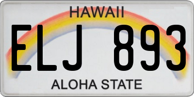 HI license plate ELJ893