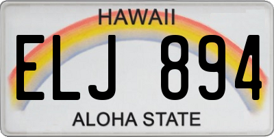 HI license plate ELJ894