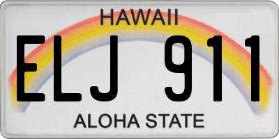 HI license plate ELJ911