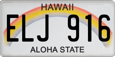 HI license plate ELJ916