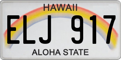 HI license plate ELJ917