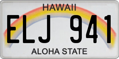 HI license plate ELJ941