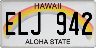 HI license plate ELJ942