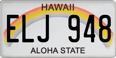 HI license plate ELJ948