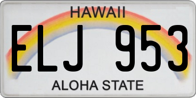 HI license plate ELJ953