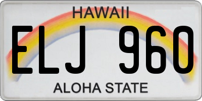 HI license plate ELJ960