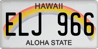 HI license plate ELJ966
