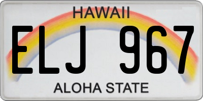 HI license plate ELJ967