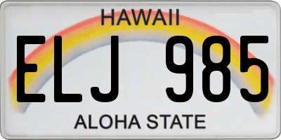HI license plate ELJ985