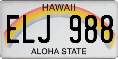 HI license plate ELJ988