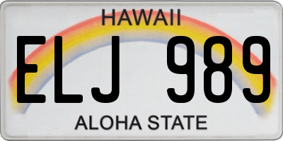 HI license plate ELJ989