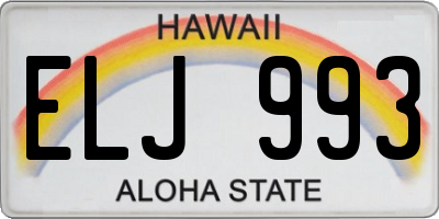 HI license plate ELJ993