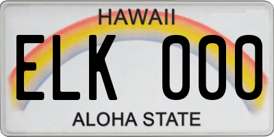 HI license plate ELK000