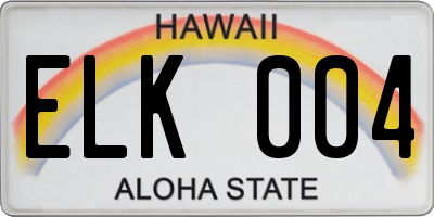 HI license plate ELK004