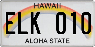 HI license plate ELK010